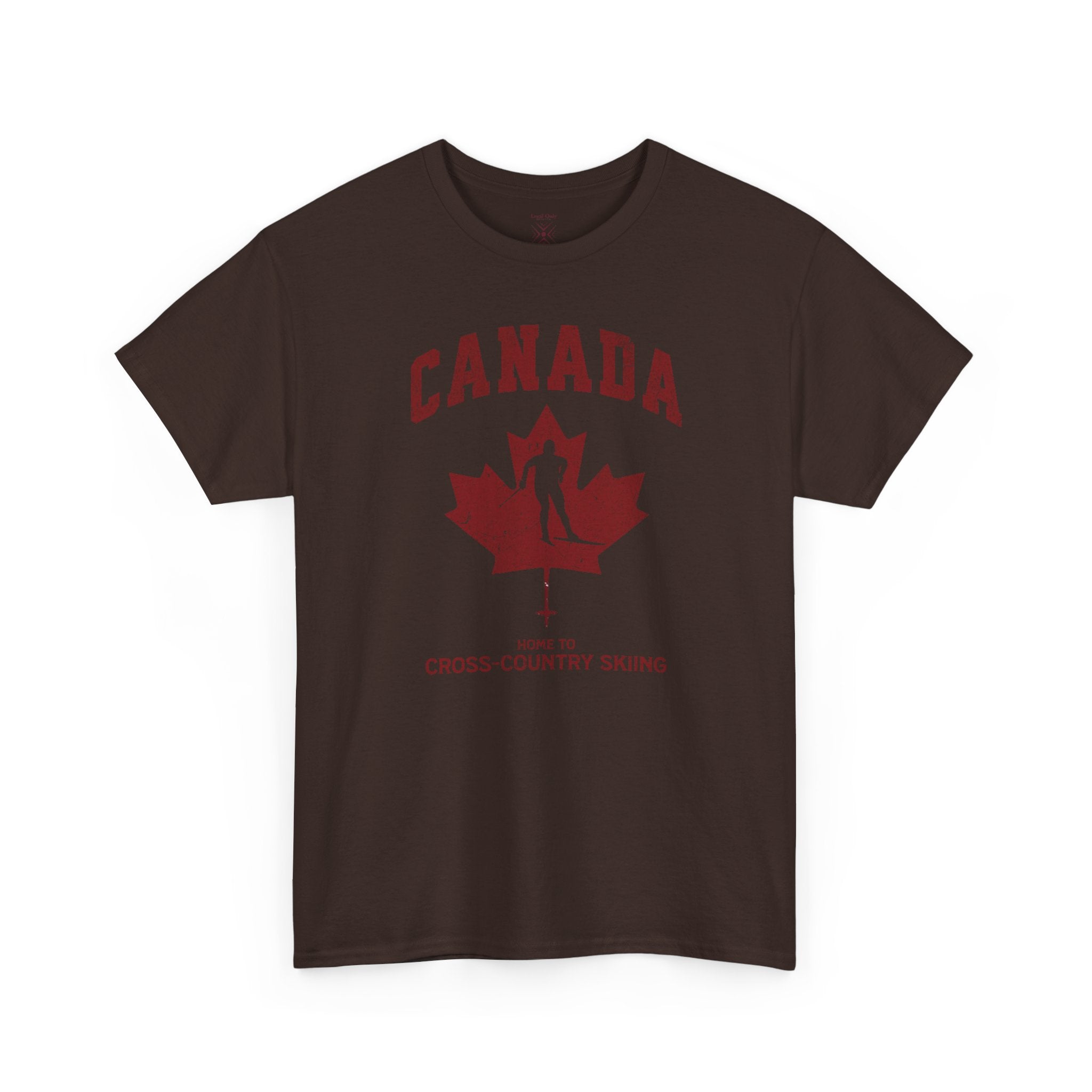 Canada Home To Cross-Country Skiing Vintage Athletic T-Shirt – Burgundy Red Graphic Tee